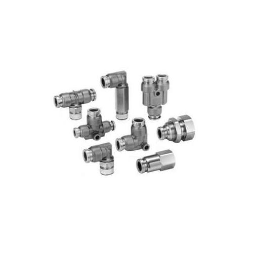 SMC KQB2H07-N03S KQB2 Straight Union, 1/4 in Nominal, Push-In End Style, Stainless Steel - Pneumatic Unions