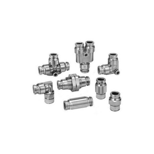 SMC KQG2T13-00 KQG2 Union One Touch Fitting, 1/2 x 1/2 x 1/2 in Nominal, Push-In End Style, Stainless Steel - Pneumatic Tees