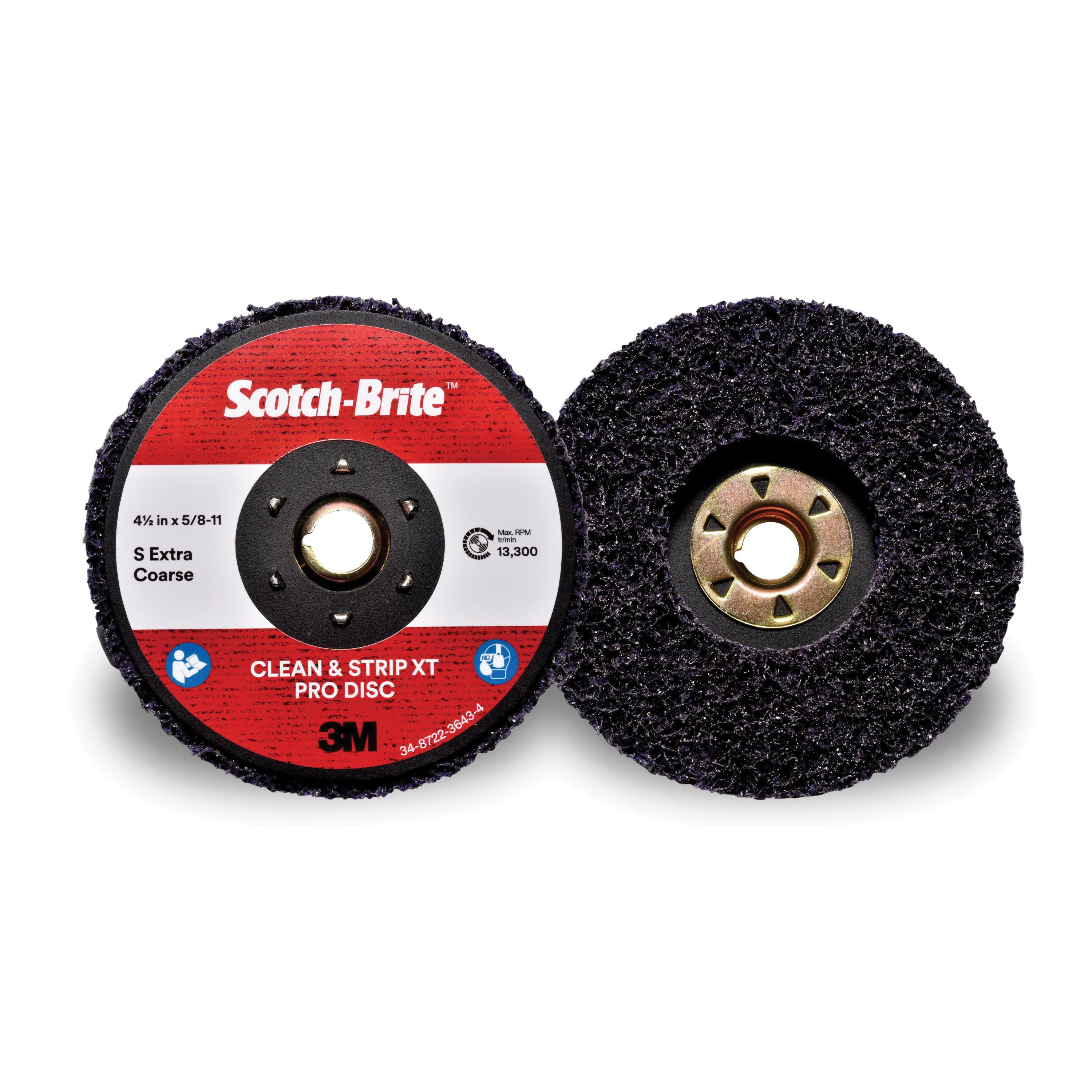 Scotch-Brite 7100175464 Clean and Strip XT Pro Clean and Strip Disc, 4-1/2 in Dia Disc, Extra Coarse Grade, Silicon Carbide Abrasive, Type TN Attachment - Non-Woven Abrasive Quick-Change Discs