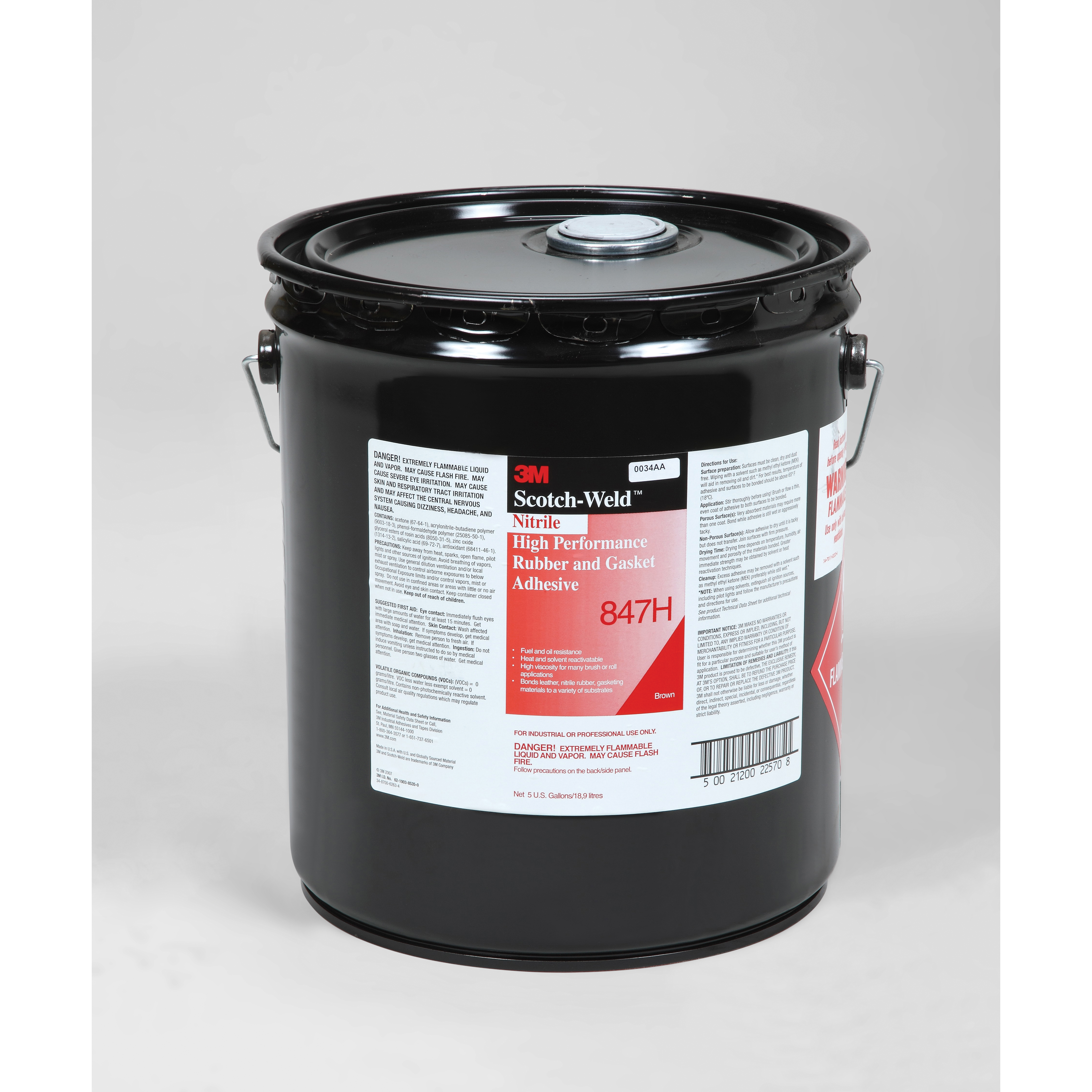 Scotch-Weld 7100025410 High Performance High Viscosity Rubber and Gasket Adhesive, 5 gal Container Pail Container - Gasket Sealants
