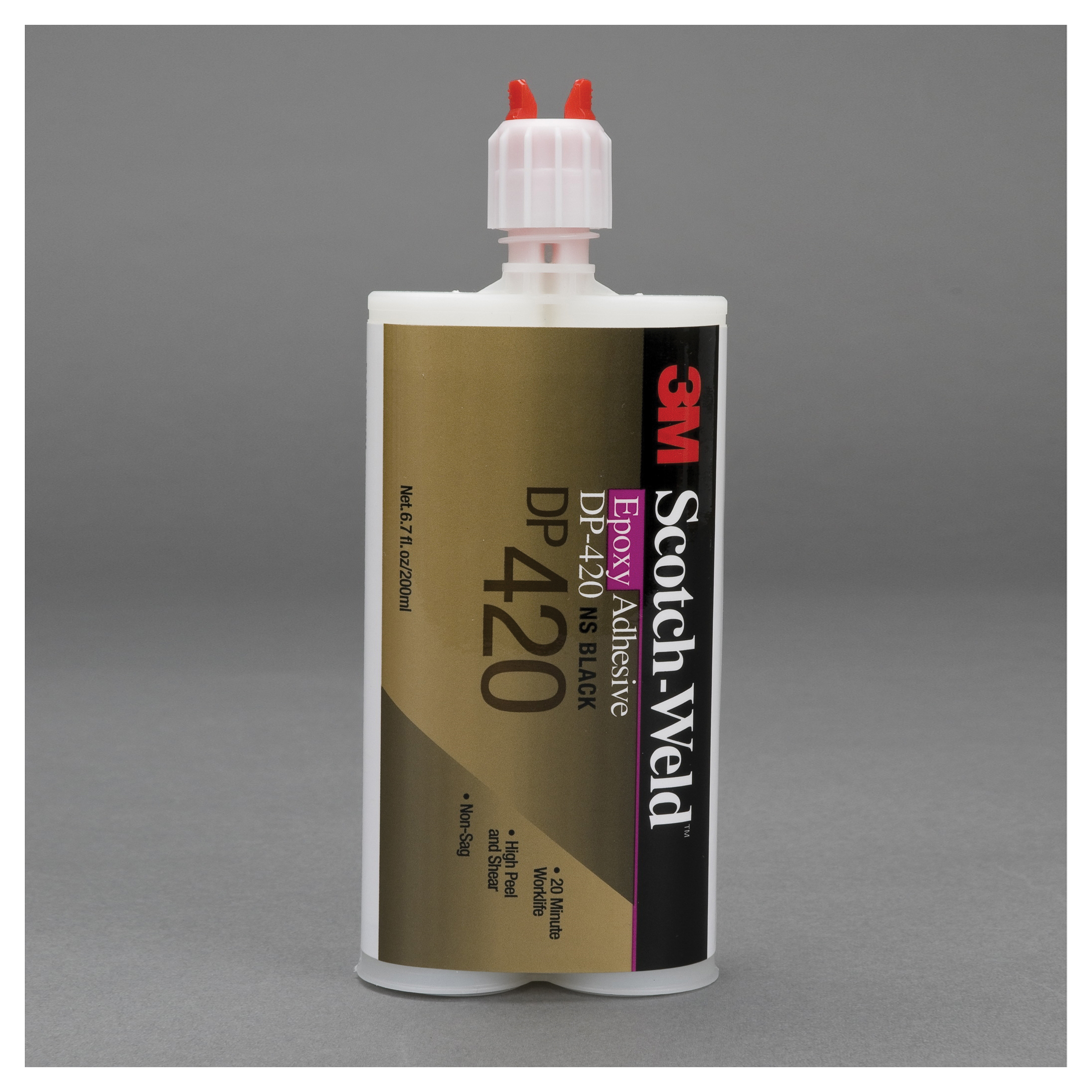 Scotch-Weld 7100077148 2-Part Epoxy Adhesive, 400 mL Container Duo-Pak Cartridge Container, Black, 24 hr at 72 deg F Curing - Epoxy & Structural Adhesives