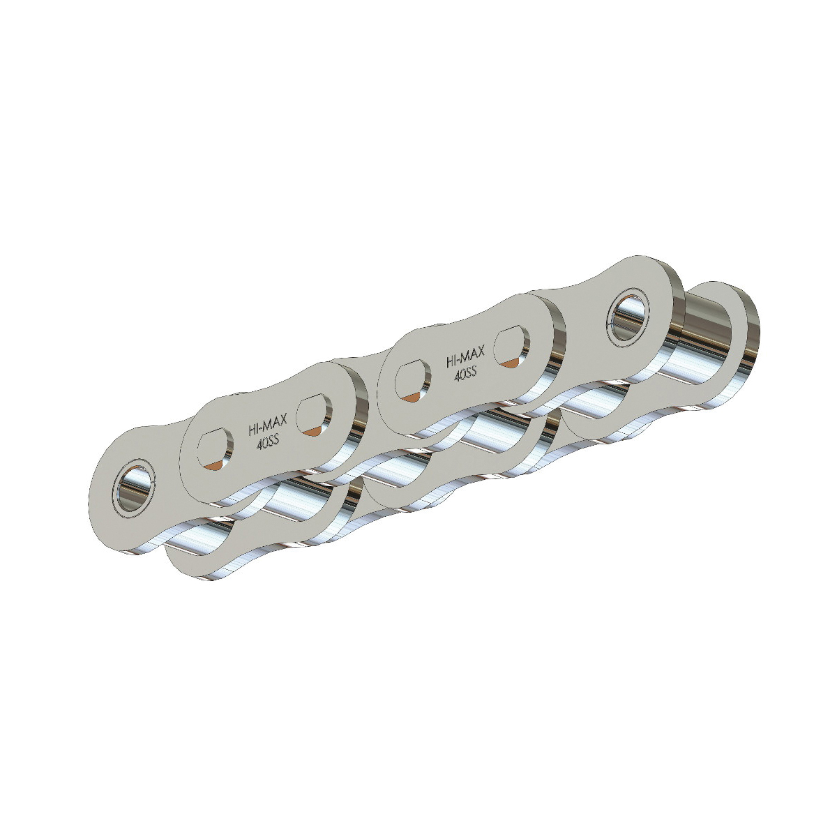 SENQCIA Hi-Max 40SSHMRB Riveted Standard Roller Chain, 10 ft OAL, 1/2 in Pitch, 0.312 in Dia x 0.312 in W Roller, 304 Stainless Steel - Roller Chains