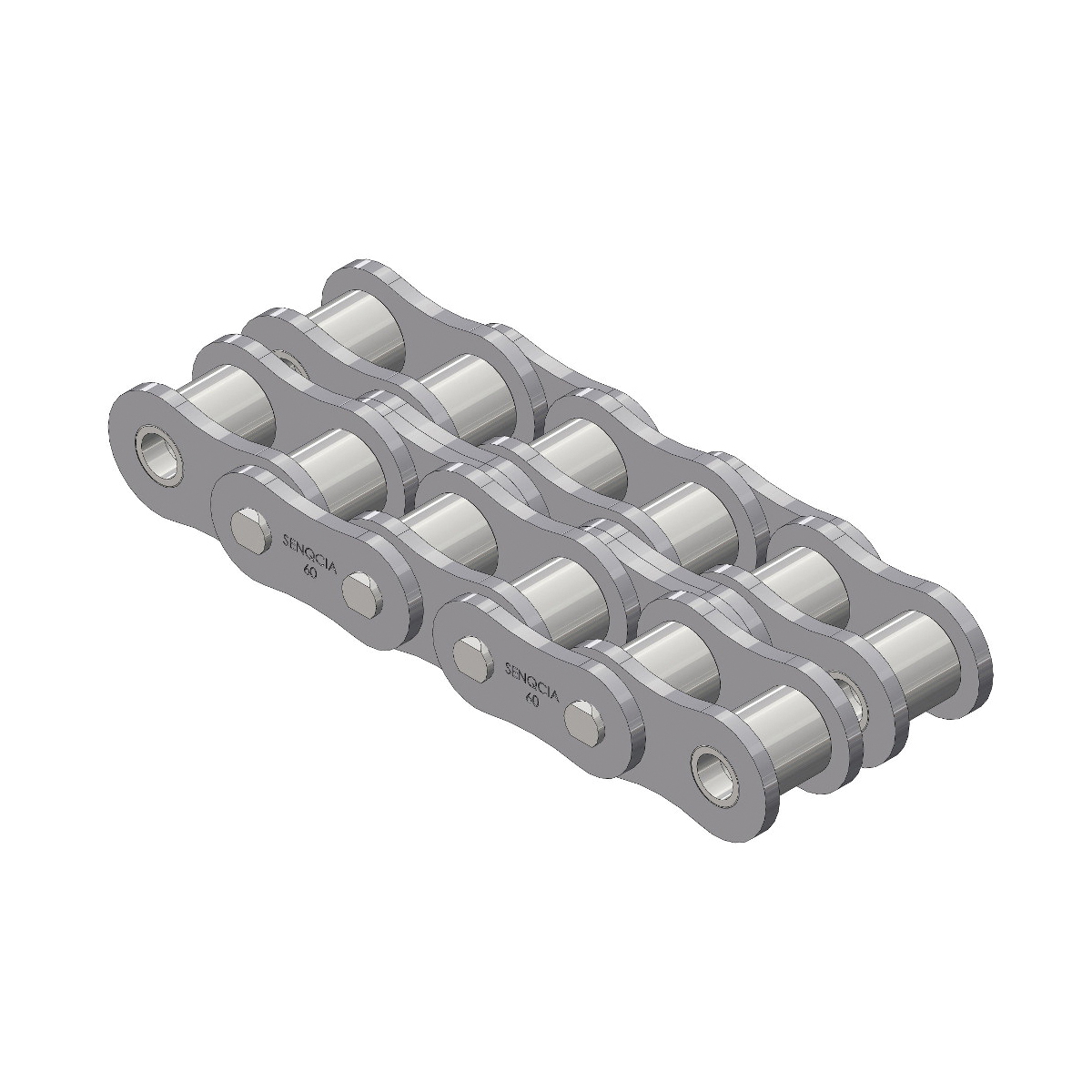 SENQCIA Inspire Series SBR 60-2RB Riveted Standard Roller Chain, 10 ft OAL, 3/4 in Pitch, 0.469 in Dia x 1/2 in W Roller, Carbon Steel - Roller Chains