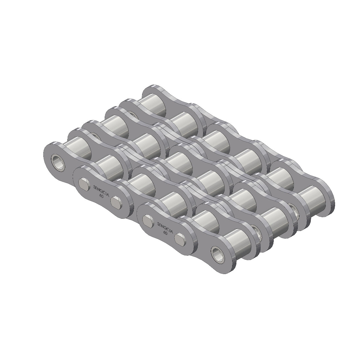 SENQCIA Inspire Series SBR 60-3RB Riveted Standard Roller Chain, 10 ft OAL, 3/4 in Pitch, 0.469 in Dia x 1/2 in W Roller, Carbon Steel - Roller Chains