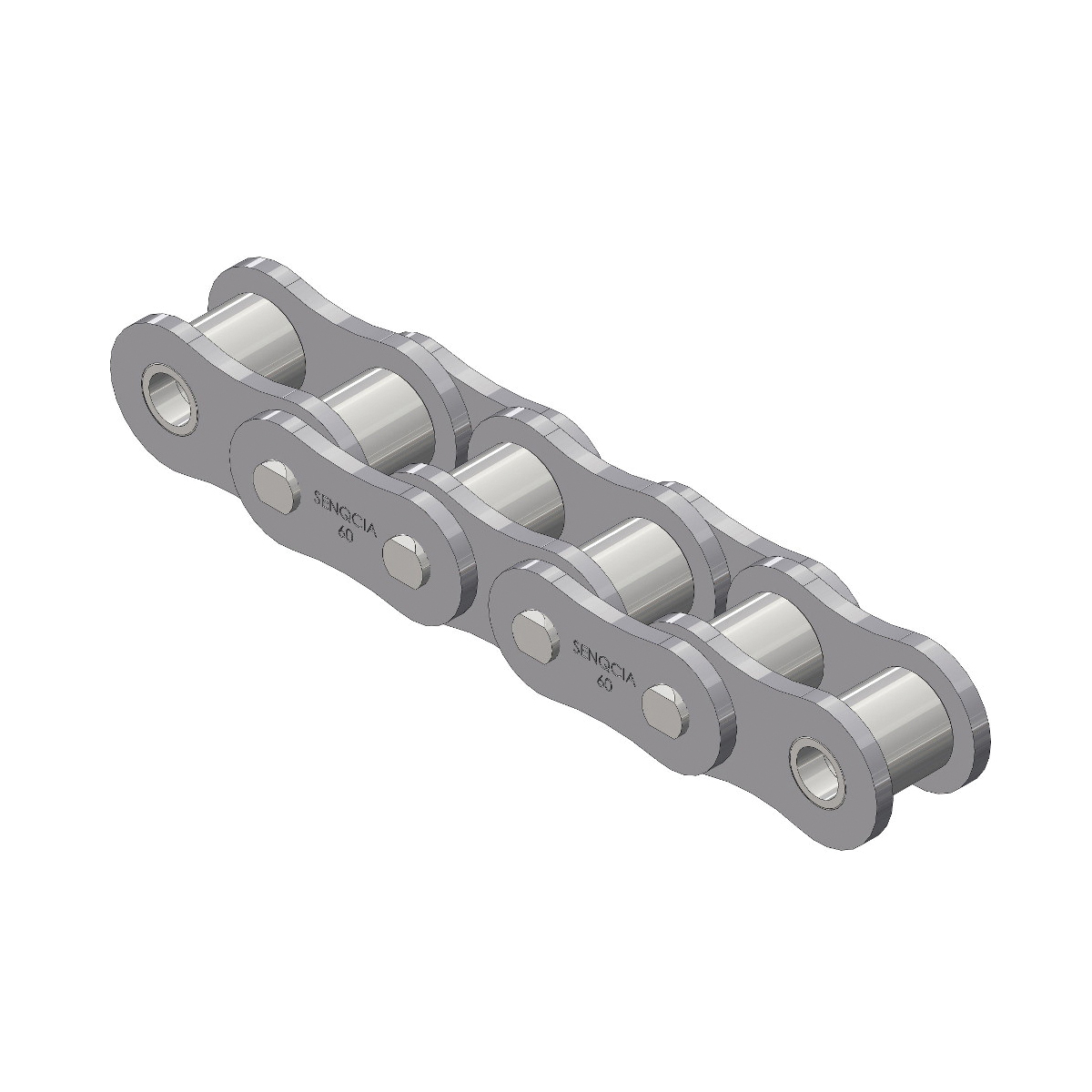 SENQCIA Inspire Series SBR 60RB Riveted Standard Roller Chain, 10 ft OAL, 3/4 in Pitch, 0.469 in Dia x 1/2 in W Roller, Carbon Steel - Roller Chains