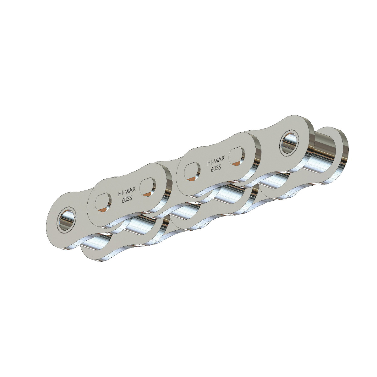 SENQCIA Hi-Max 60SSHMRB Riveted Standard Roller Chain, 10 ft OAL, 3/4 in Pitch, 0.469 in Dia x 1/2 in W Roller, 304 Stainless Steel - Roller Chains
