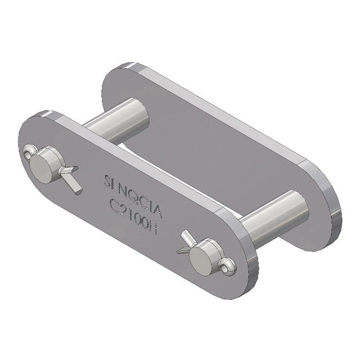 SENQCIA Inspire Series SBR C2100CL Conveyor Series Double Pitch Single Strand Cotter Pin Connecting Link, C2100H Chain, 2-1/2 in Pitch, 1.8 in OAW, 3/8 in Dia Pin, Carbon Steel - Roller, Offset & Connecting Links