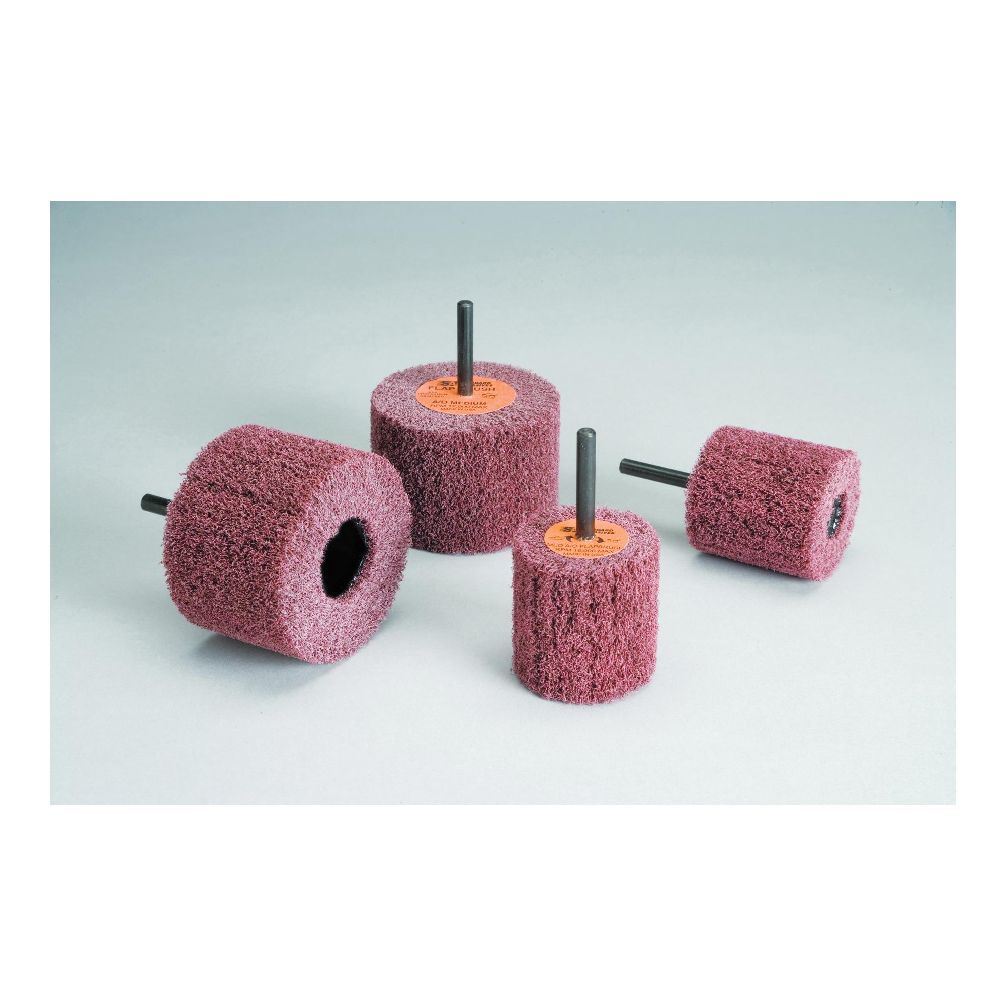 Standard Abrasives 7000122218 Flap Brush, 3 in Dia Wheel, 2 in W Face, 1/4 in Dia Shank, Medium Grade, Aluminum Oxide Abrasive - Non-Woven Flap Wheels