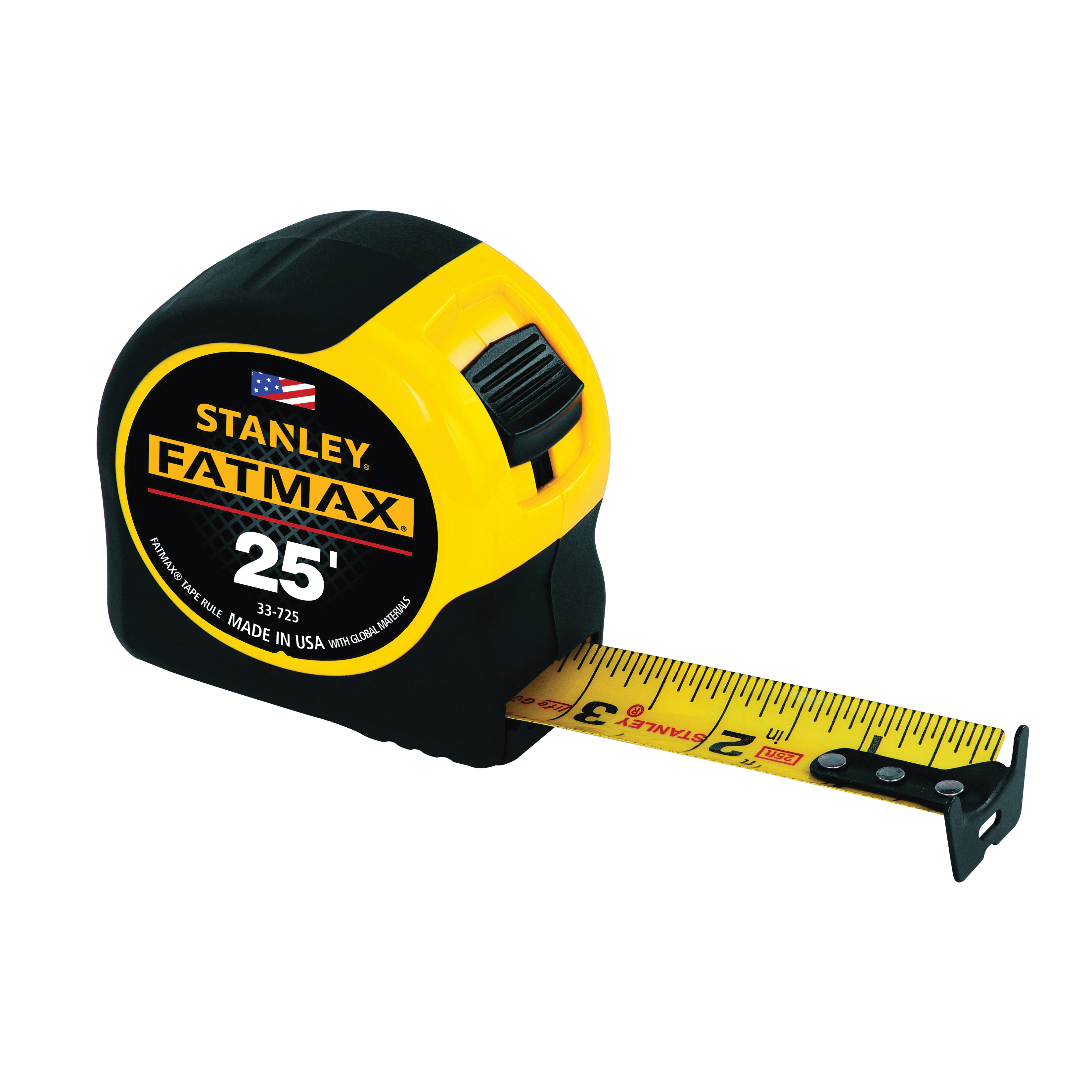 Stanley FatMax 33-725 Reinforced Tape Rule With BladeArmor, 25 ft L x 1-1/4 in W Blade, Mylar Polyester Film Blade - Measuring Tapes