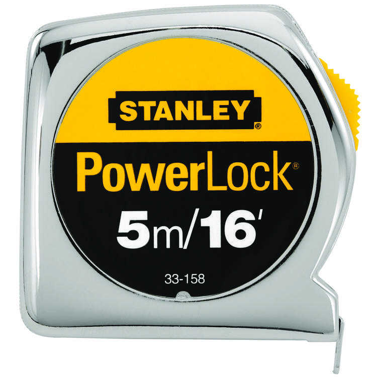 Stanley 33-158 Tape Rule, 16 ft L x 3/4 in W Blade, Mylar Polyester Film Blade, 1/16ths, 1/32nds, 1 mm Graduation - Measuring Tapes