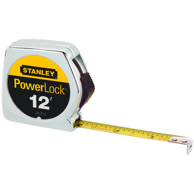 Stanley 33-212 Tape Rule, 12 ft L x 1/2 in W Blade, Mylar Polyester Film Blade, 1/16ths, 1/32nds Graduation - Measuring Tapes