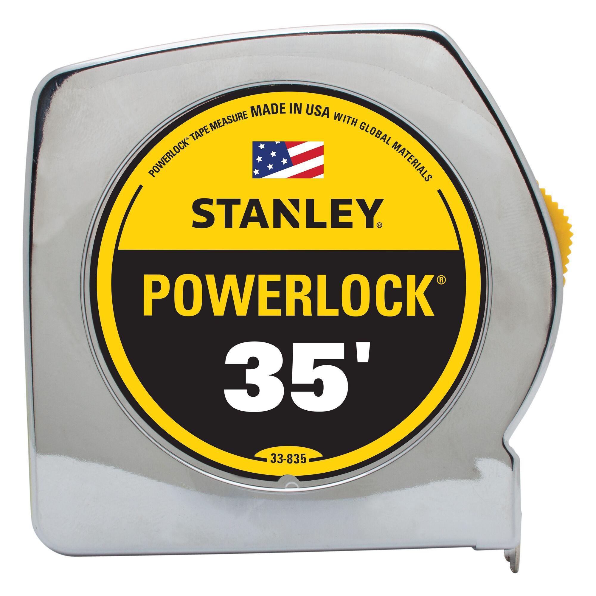 Stanley PowerLock 33-835 Classic Tape Rule With Belt Clip, 35 ft L x 1 in W Blade, Steel Blade - Measuring Tapes
