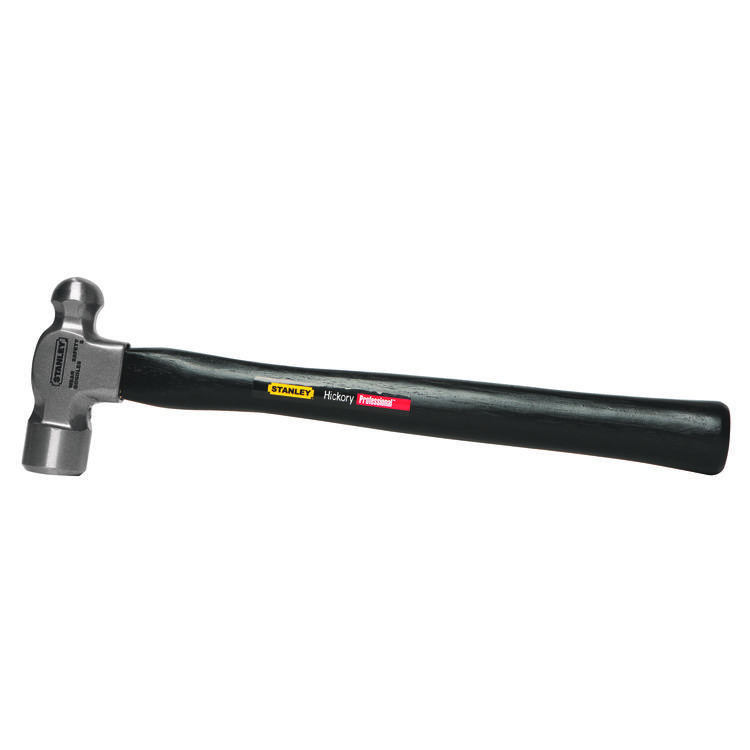 Stanley 54-024 Ball Pein Hammer, 15 in OAL, 24 oz Forged High Carbon Steel Head, Hickory Wood Handle - Ball Pein Hammers