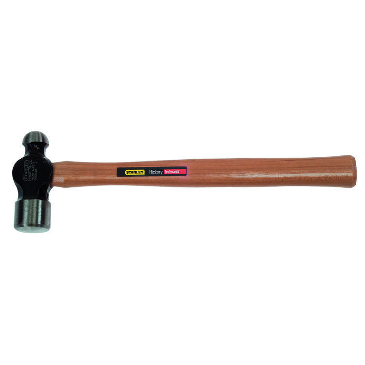 Stanley 54-032 Ball Pein Hammer, 16 in OAL, 32 oz Forged High Carbon Steel Head, Hickory Wood Handle - Ball Pein Hammers