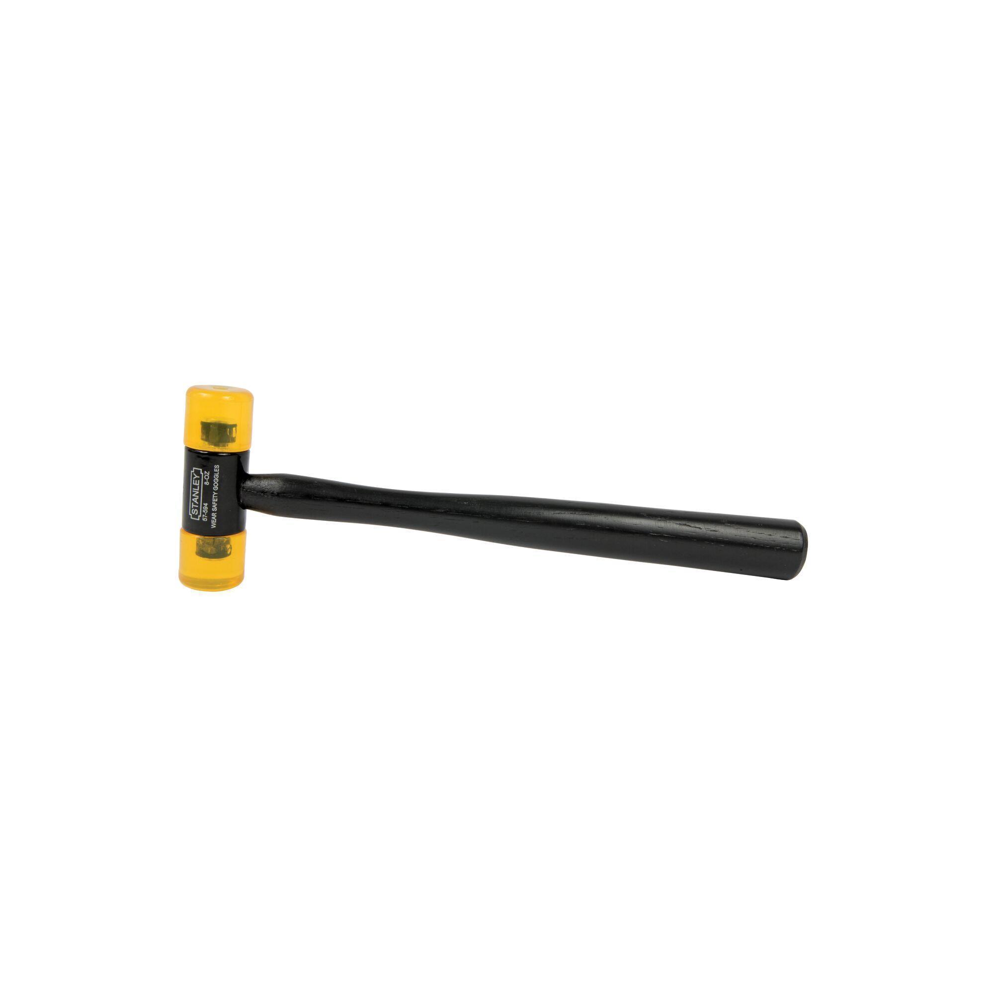 Stanley 57-594 Soft Face Hammer, 12-1/8 in OAL, 1-13/64 in Soft Face, 8 oz Plastic Head, Hickory Wood Handle - Mallets & Dead Blow Hammers
