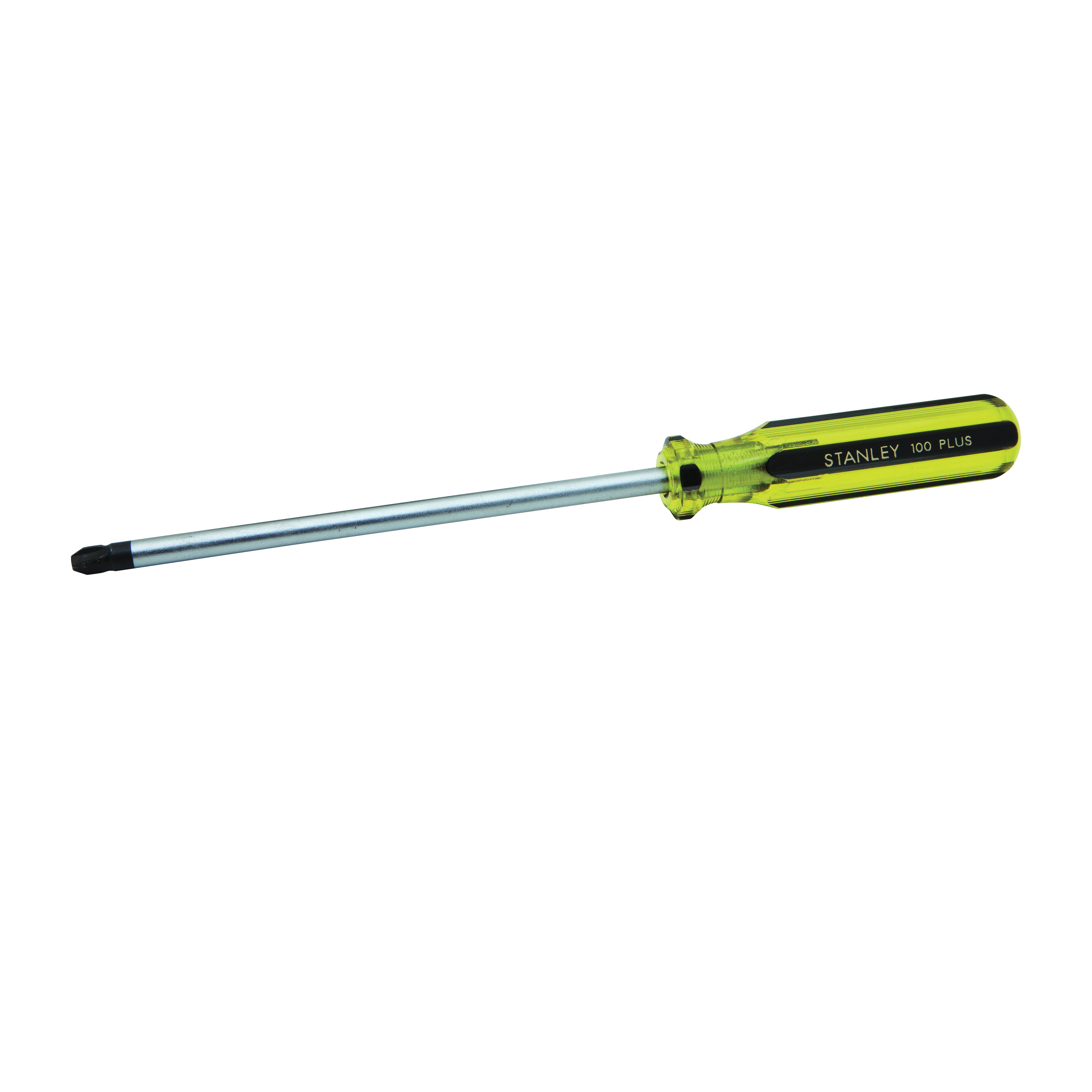Stanley Contractor Grade 100 PLUS 64-104 Standard Screwdriver, #4 Phillips Point, Alloy Steel Shank, 13-3/4 in OAL, Acetate Handle, Black Oxide/Polished Chrome - Standard Screwdrivers