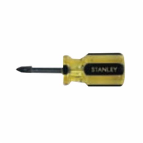 Stanley Contractor Grade 100 PLUS 64-105 Stubby Standard Screwdriver, #2 Phillips Point, Alloy Steel Shank, 3-1/2 in OAL, Acetate Handle, Black Oxide/Polished Chrome - Standard Screwdrivers