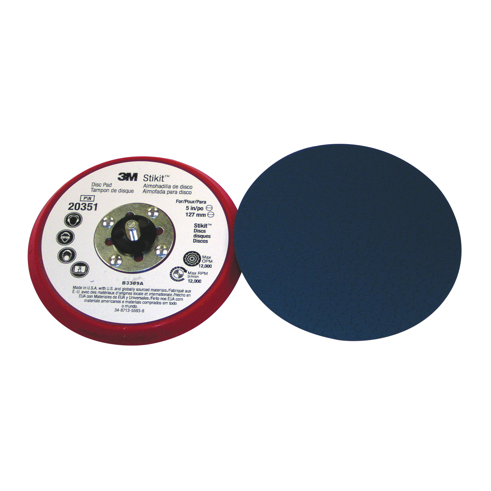 Stikit 7000118611 Tapered Edge Disc Pad, 5 in Dia Pad, Stikit Attachment - Disc Pads