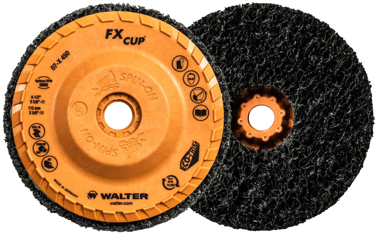Walter Surface Technologies 07X450 Non-Woven Cup Disc, 4-1/2 in Dia Disc, Coarse Grade - Non-Woven Abrasive Plain Back Discs