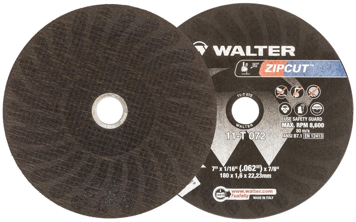 Walter Surface Technologies ZIP WHEEL 11T072 High Performance Cut-Off Wheel, 7 in Dia x 1/16 in THK, 7/8 in Center Hole, A-30-ZIP Grit, Aluminum Oxide Abrasive - Cut-Off Wheels