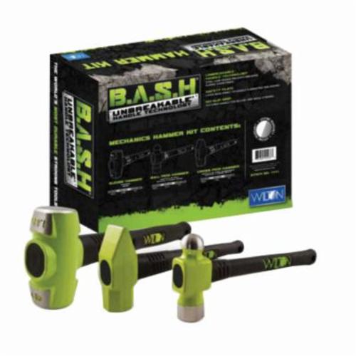 Wilton B.A.S.H WL9-11111 Mechanics Hammer Kit, 16 in OAL, 4/2/2 lb Drop Forged Steel Head, Vulcanized Rubber Handle - Sledgehammers