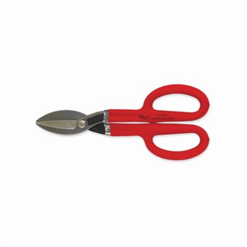 CrescentA12N Tinner Snip, 24 ga Low Carbon Steel Cutting, 2 in L of Cut, Straight/Wide Curve Snip, Drop Forged Tool Steel Blade, Cushioned Grip - Snips