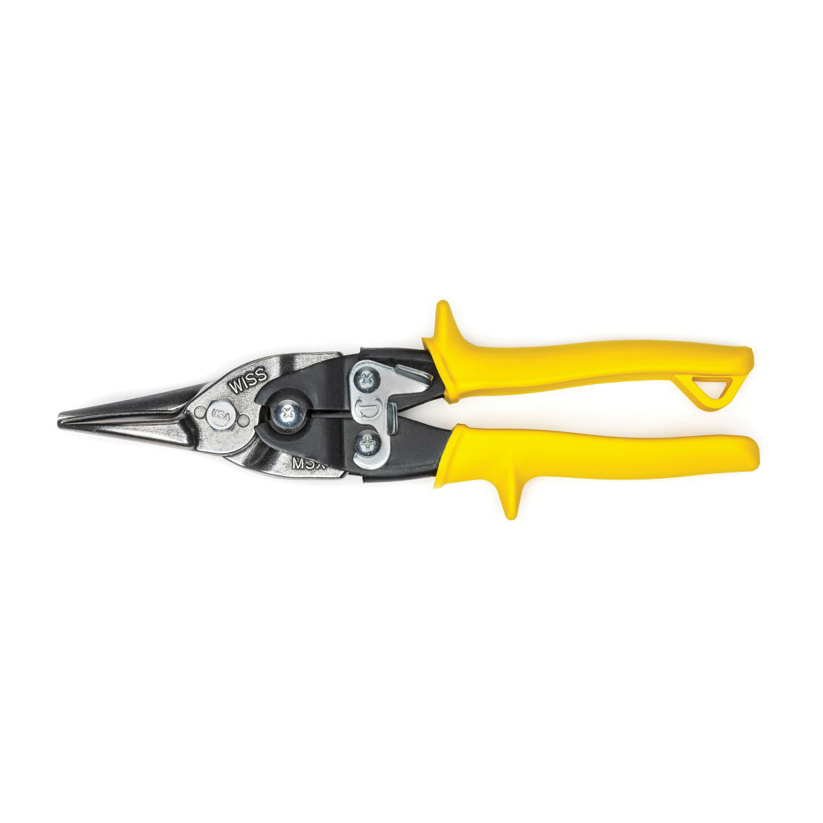 CrescentM3R MetalMaster Compound Action Aviation Snip, 18 ga Low Carbon Cold Rolled Steel Cutting, 1-1/2 in L of Cut, Left/Right/Straight/Slight Snip, Molybdenum Steel Blade, Alloy Steel/Vinyl Grip Handle, Non-Slip/Textured Grip - Snips