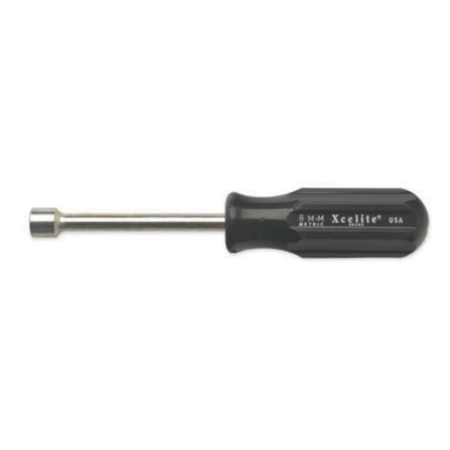 Weller 8MMN Regular Length Drilled Shaft Nutdriver, 8 mm, Hollow Shank, Black Handle, Bright - Nutdrivers