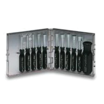 Weller PS121MMN Nutdriver Set, 3 to 10 mm, 11 Pieces, 89 mm OAL, Piggyback Torque Amplifier Handle, Molybdenum Steel/Plastic, Polished Chrome - Nutdriver Sets